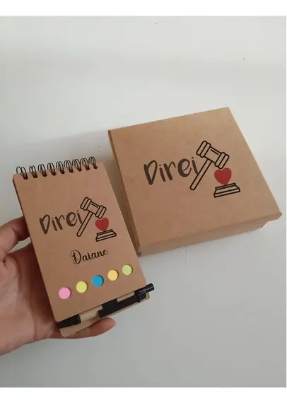 Kit Bloquinho e Caixa de mdf Personalizado Formatura Direito