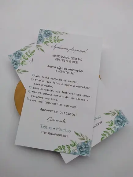 Kit Convite e Papelaria Personalizada Casamento Azul e Branc