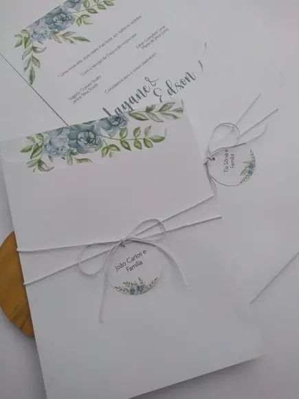 Kit Convite e Papelaria Personalizada Casamento Azul e Branc