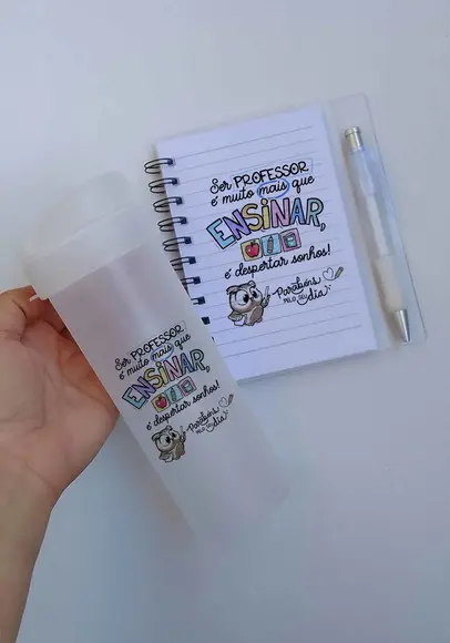 Kit Garrafa e Bloquinho de Anotações Personalizado