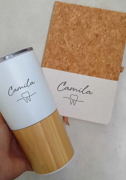 Kit Personalizado Copo Térmico e Bloquinho\agenda
