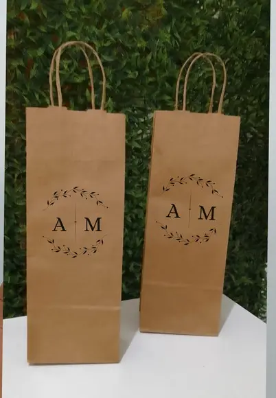 Sacolas Kraft Personalizadas P\ Garrafa de Vinho