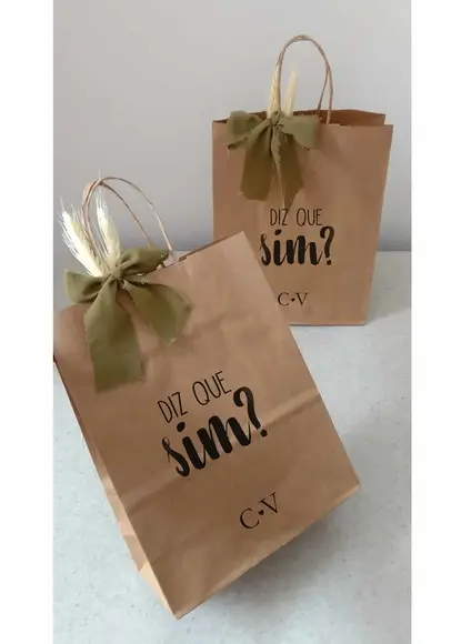 Sacolinhas Kraft Personalizadas Padrinhos Casamento