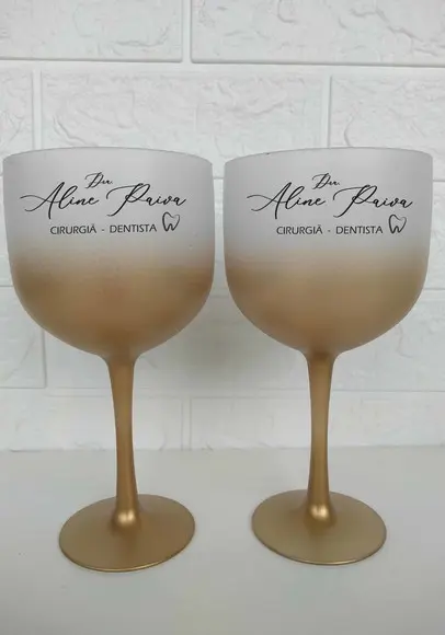 Taça de Gin Degradê Dourado Personalizadas Odontologia