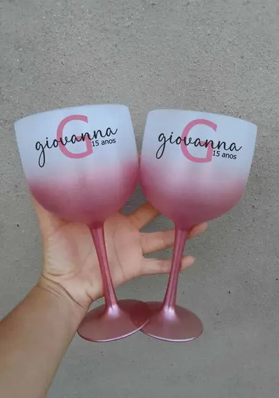 Taças Gin Rosê Personalizadas 15 Anos