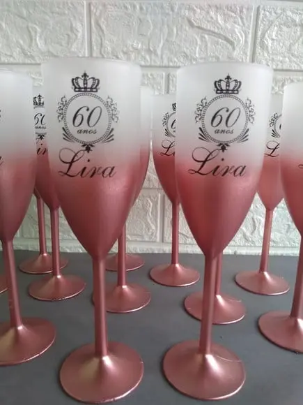 Taças Rose Gold Personalizadas 60 Anos