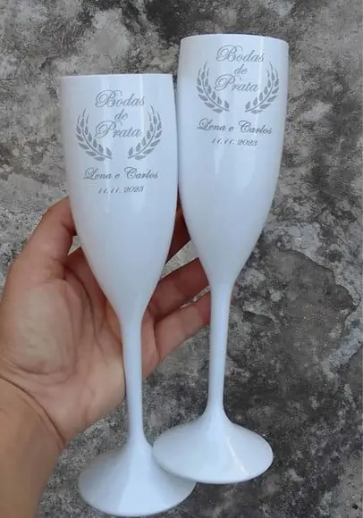 Taças Personalizadas Bodas de Prata