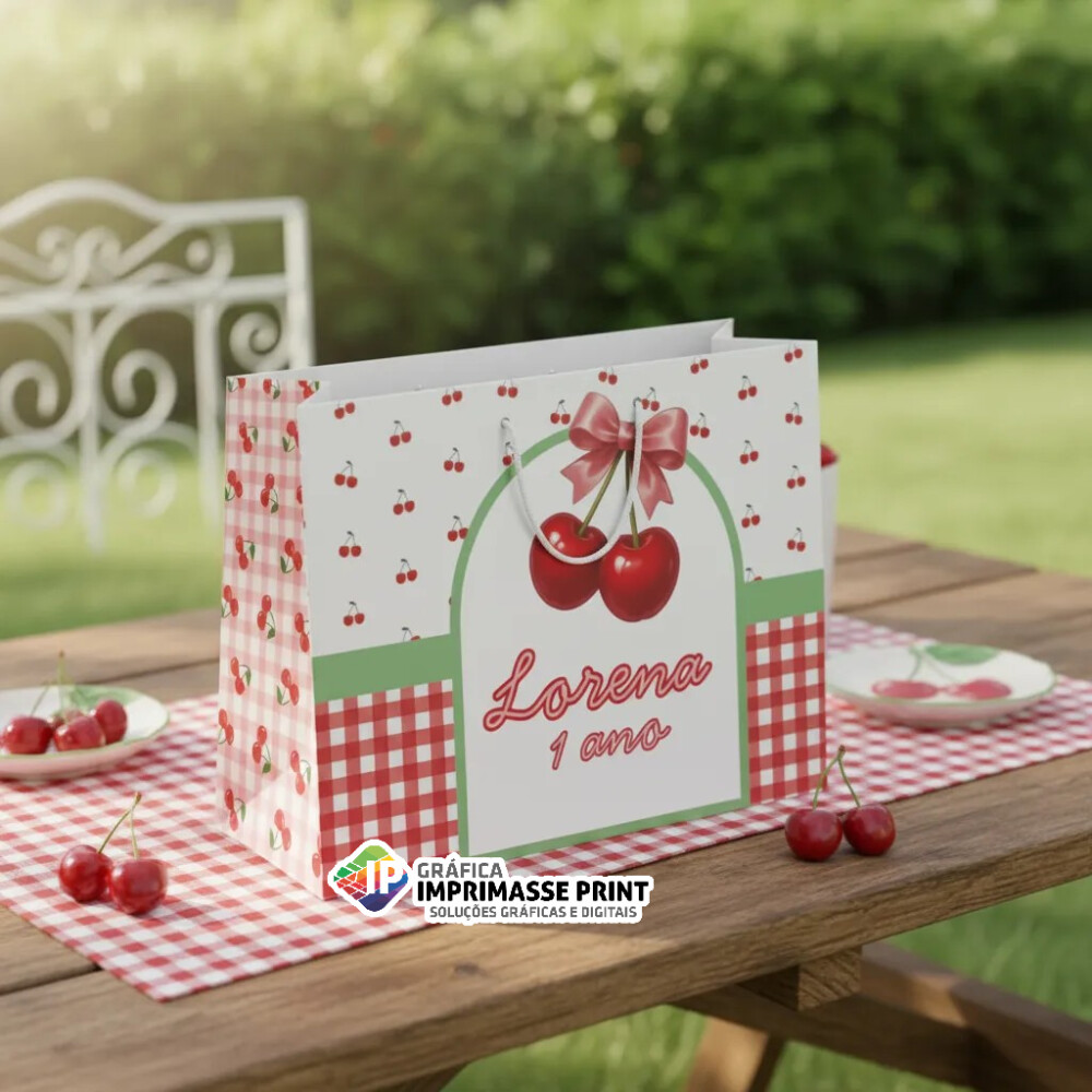 10 Sacola Personalizada - Sacolinha Cereja, Cerejinha