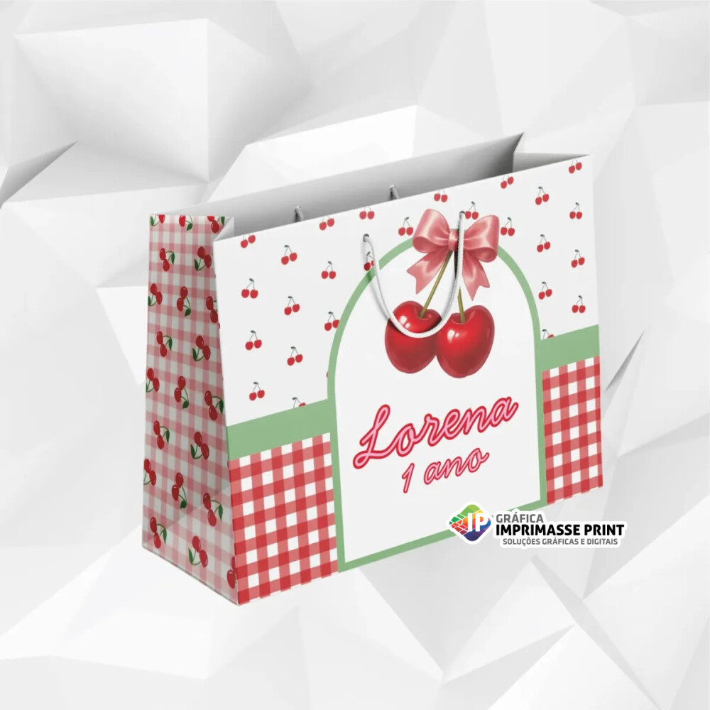 10 Sacola Personalizada - Sacolinha Cereja, Cerejinha