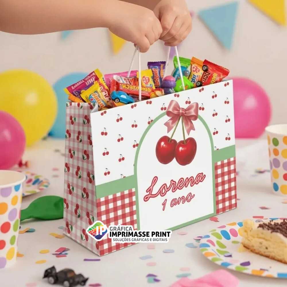 10 Sacola Personalizada - Sacolinha Cereja, Cerejinha