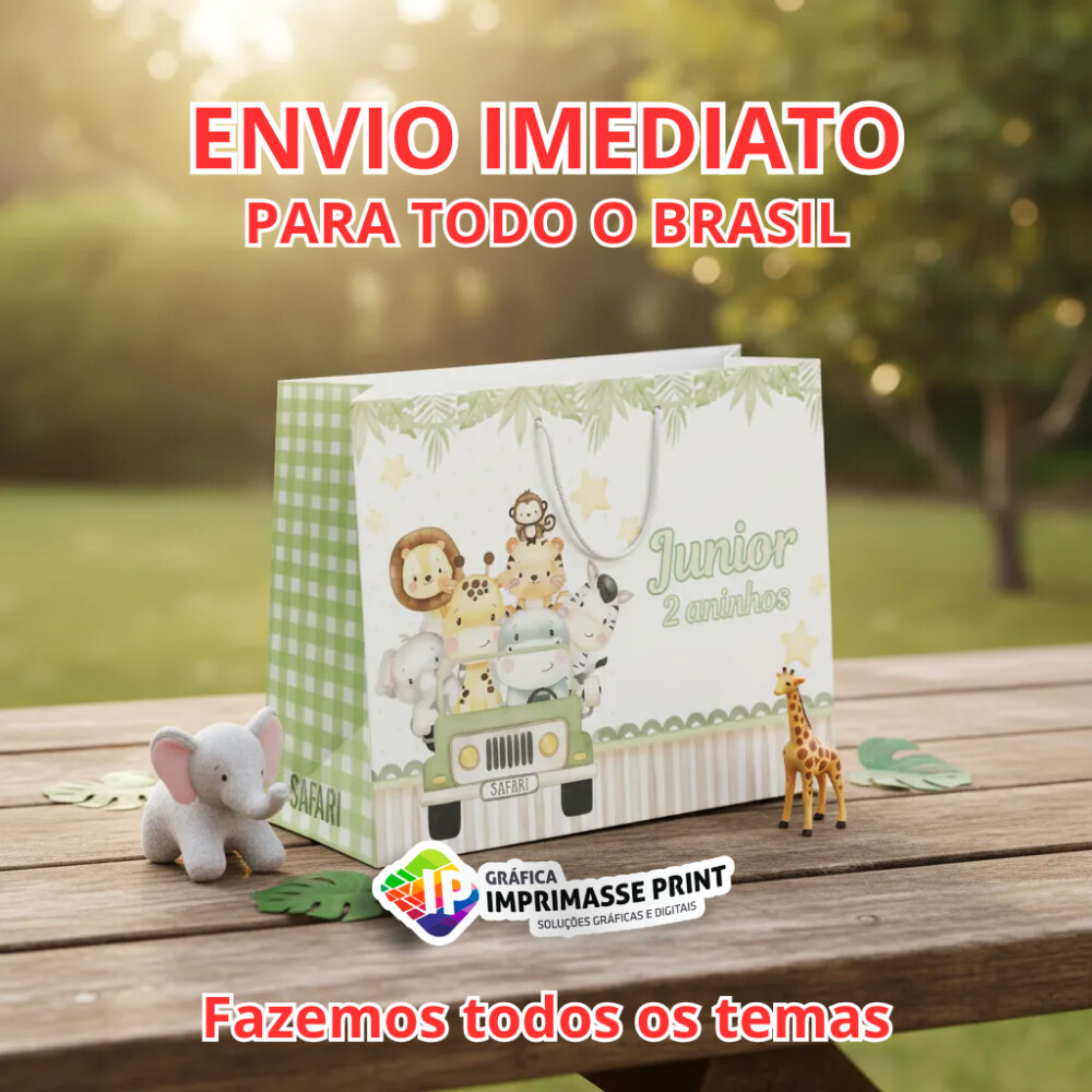 10 Sacola Personalizada - Sacolinha Safari
