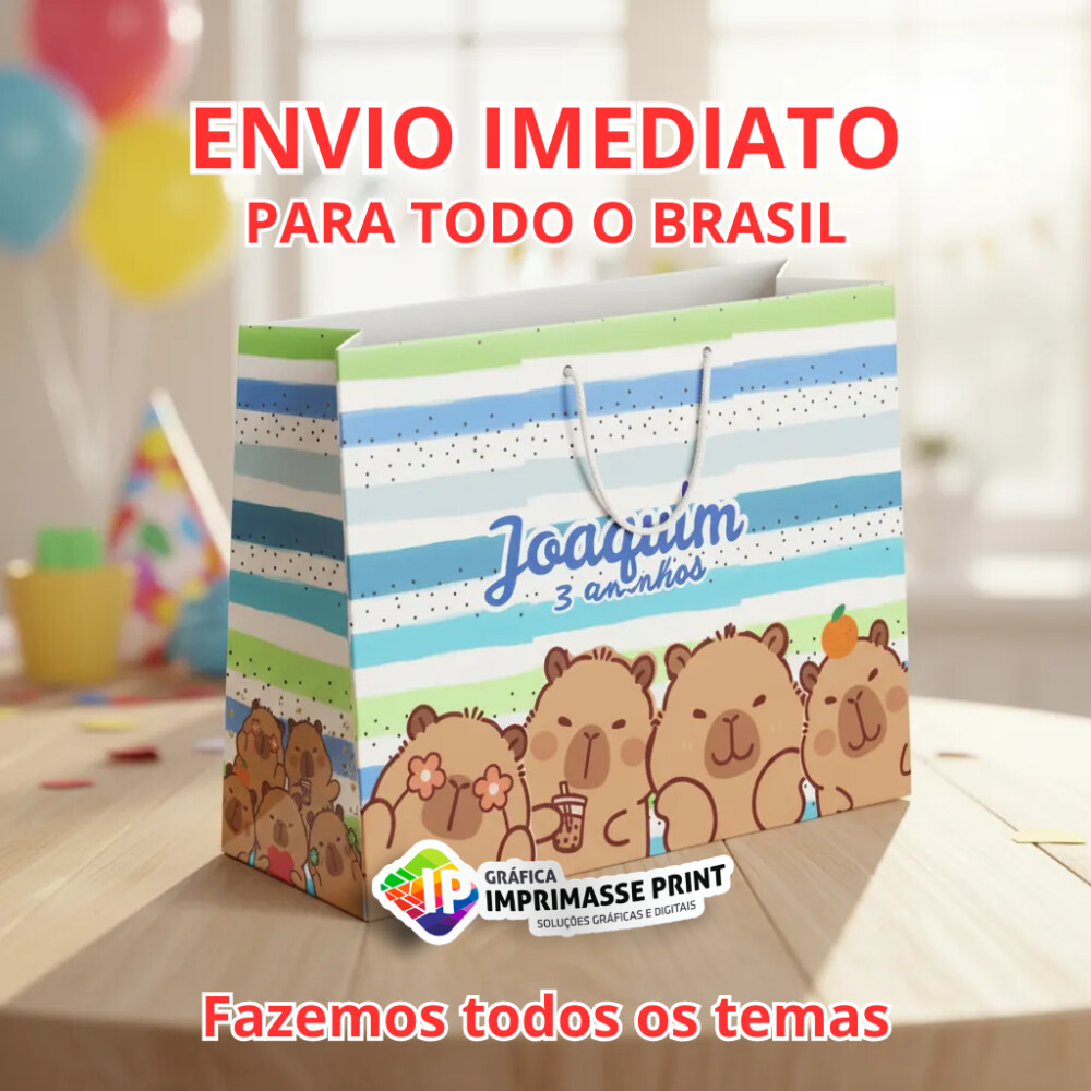 10 Sacola Personalizada - Sacolinha Capivara