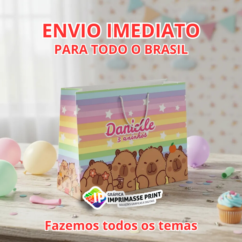 10 Sacola Personalizada - Sacolinha Capivara