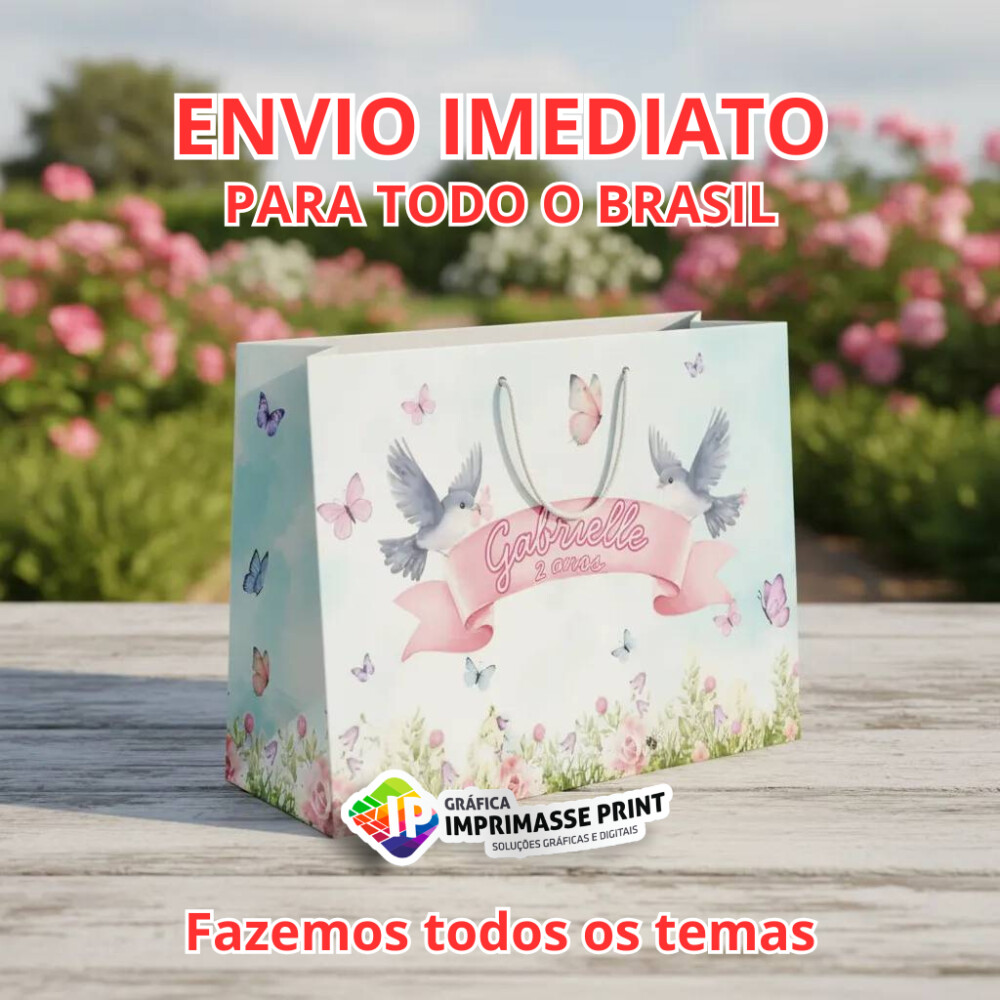 10 Sacola Personalizada - Sacolinha Jardim Encantado