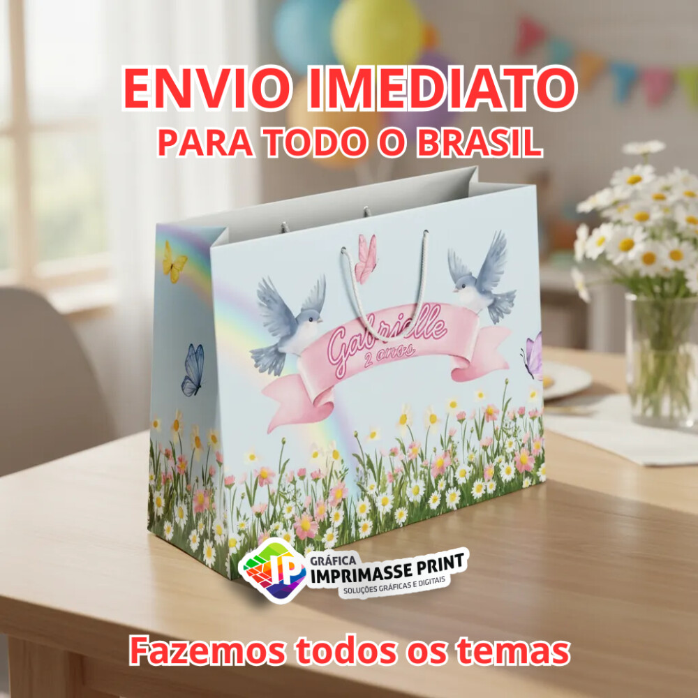 10 Sacola Personalizada - Sacolinha Jardim Encantado