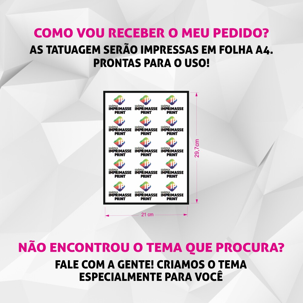 Tatuagem Temporária Personalizada - Folha A4