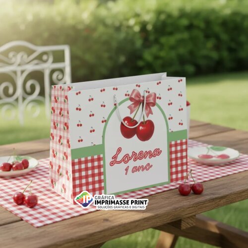 10 Sacola Personalizada - Sacolinha Cereja, Cerejinha