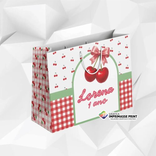 10 Sacola Personalizada - Sacolinha Cereja, Cerejinha