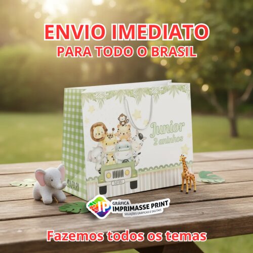10 Sacola Personalizada - Sacolinha Safari