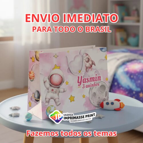 10 Sacola Personalizada - Sacolinha Astronauta