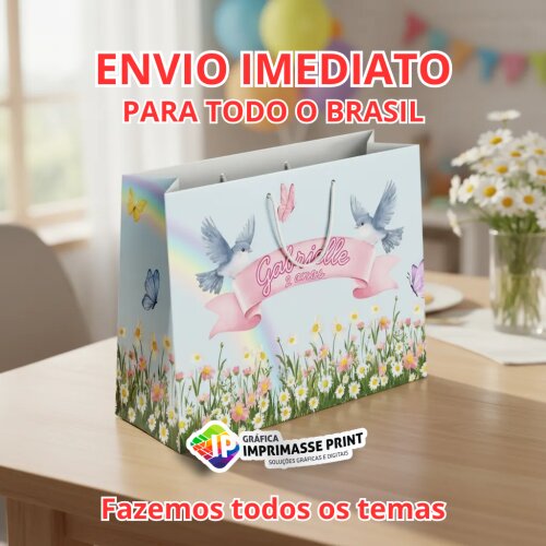 10 Sacola Personalizada - Sacolinha Jardim Encantado