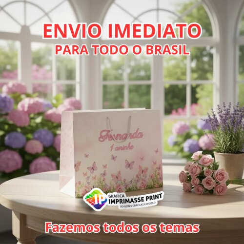 10 Sacola Personalizada - Sacolinha Jardim De Borboletas