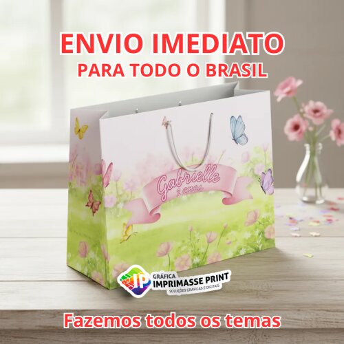 10 Sacola Personalizada - Sacolinha Jardim De Borboletas