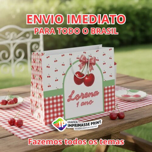 10 Sacola Personalizada - Sacolinha Cereja, Cerejinha