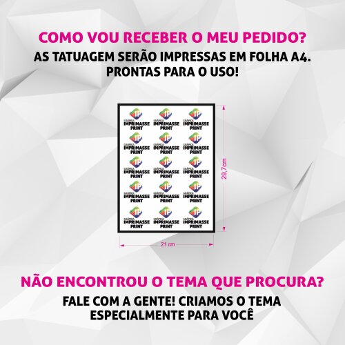 Tatuagem Temporária Personalizada - Folha A4