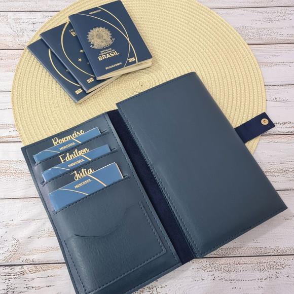 Capa Porta Passaporte Família para 6 Passaportes Personalizo