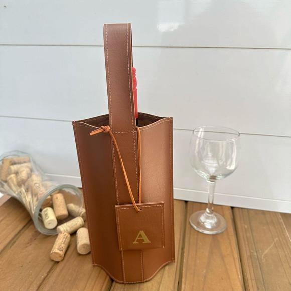 Porta Garrafa de Vinho - Personalizo com Nome ou Inicial