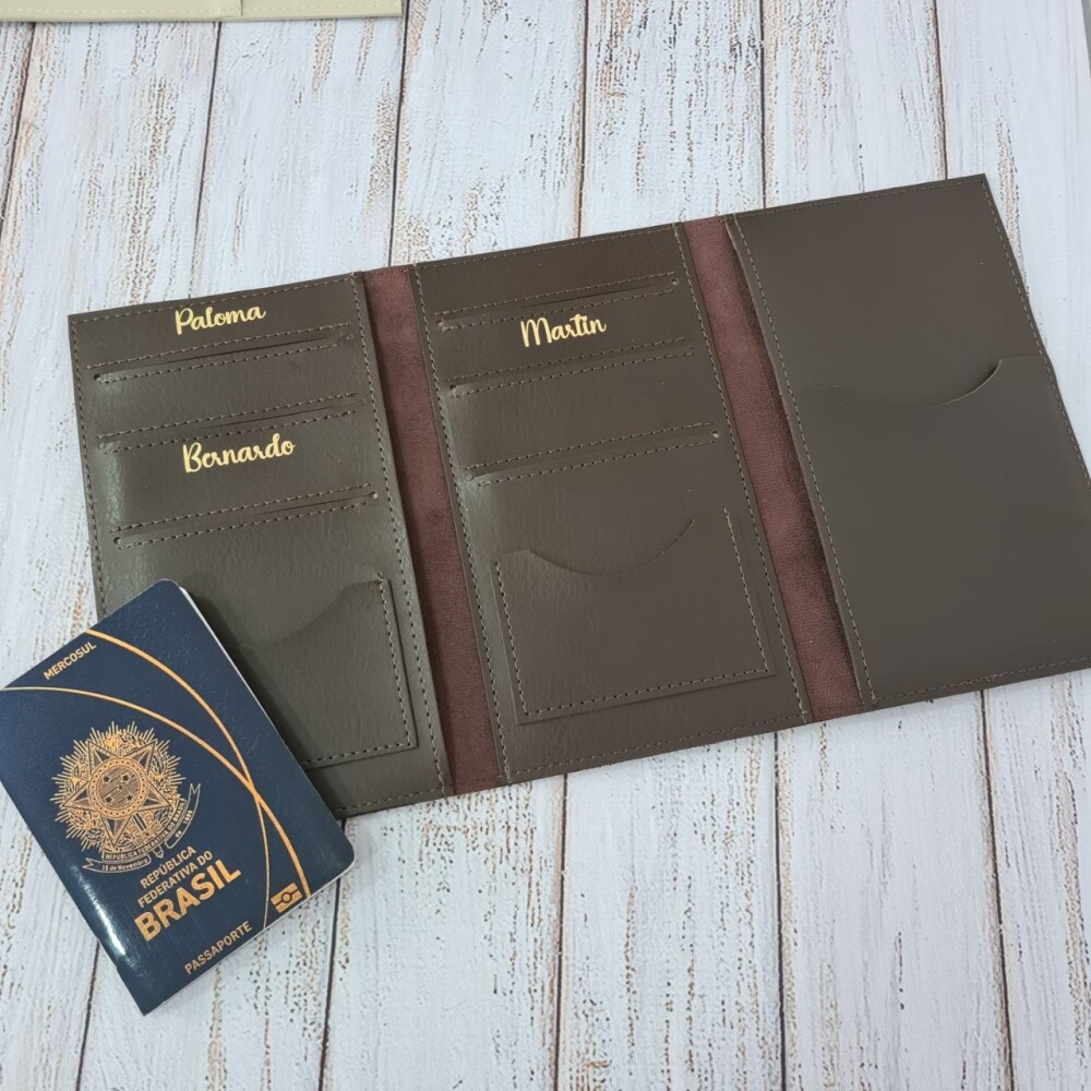 Capa Porta Passaporte Família para 6 Passaportes Personalizo