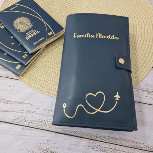 Capa Porta Passaporte Família para 6 Passaportes Personalizo