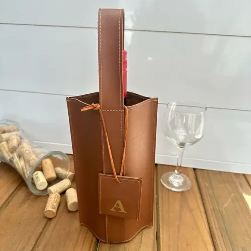 Porta Garrafa de Vinho - Personalizo com Nome ou Inicial
