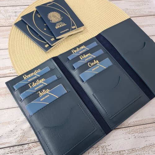 Capa Porta Passaporte Família para 6 Passaportes Personalizo