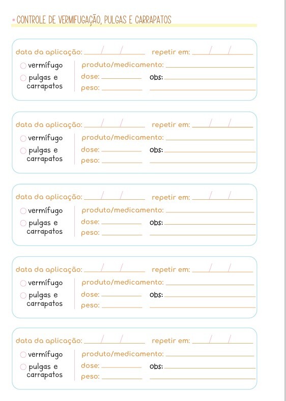 Caderneta vacinação pet - 30 folhas