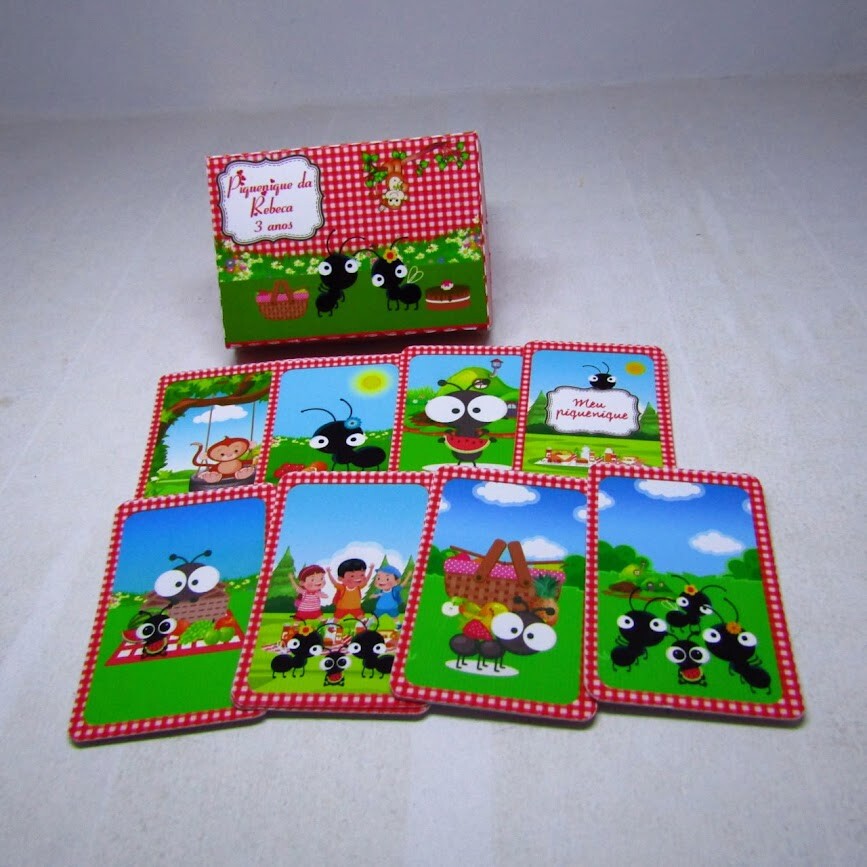 Mini jogo do mico e jogo da memoria 2 em 1 - Piquenique