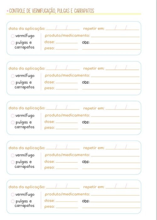 Caderneta vacinação pet - 30 folhas