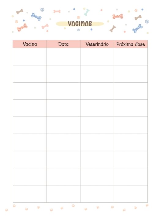 Caderneta vacinação pet
