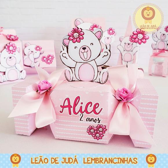 Caixinha para festa tema ursa rosa