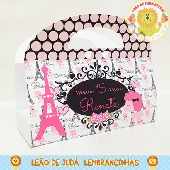 Caixinha Porta Esmalte e Mini Lixa Tema Paris