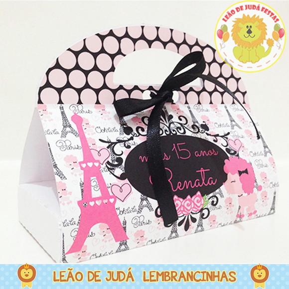 Caixinha Porta Esmalte e Mini Lixa Tema Paris
