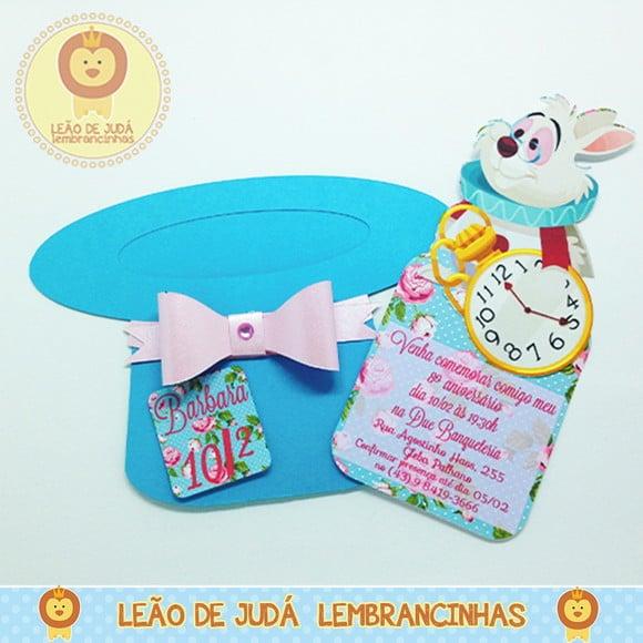 Convite Cartola tema Alice