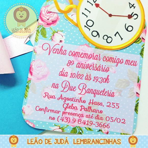 Convite Cartola tema Alice