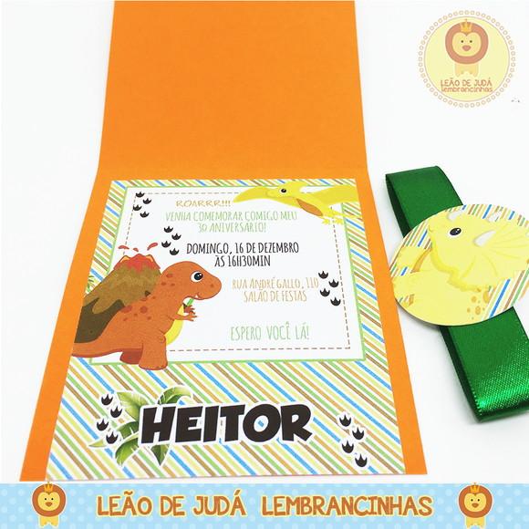 Convite Esmeralda tema Dinossauro