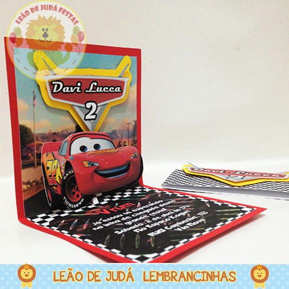 Convite Pop Up tema Carros