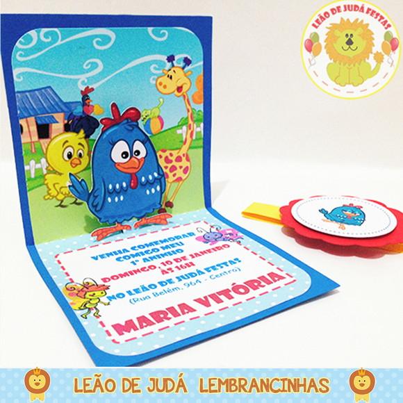 Convite Pop Up tema Galinha Pintadinha