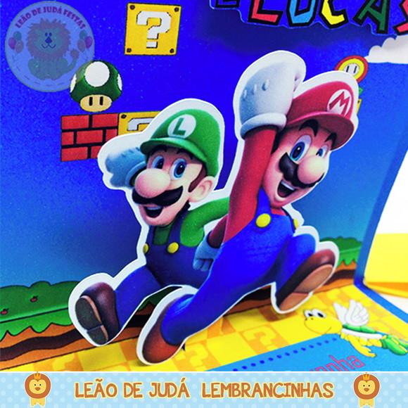 Convite Pop Up tema Super Mario modelo 2