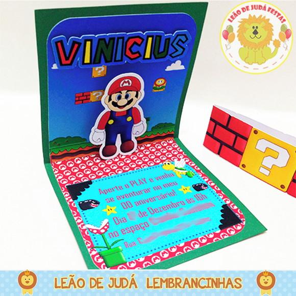 Convite Pop Up tema Super Mario