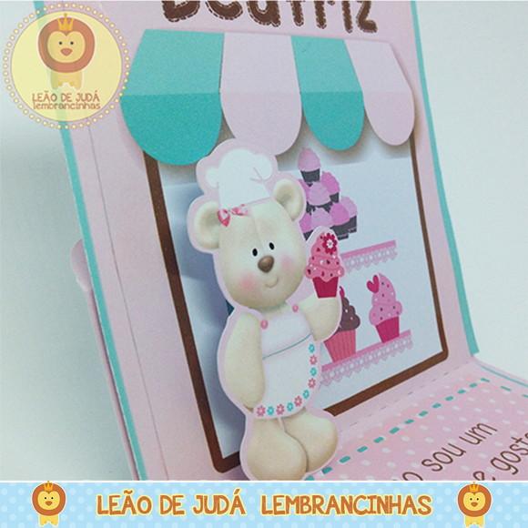 Convite Pop Up tema Ursa Confeiteira